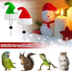 JUNEBRUSHS 12 Pcs Mini Santa Hats,Christmas Pet Chicken Hat Scarf Set Red Green Small Animal Hat with Adjustable for Poultry Hen Rooster Hamster Duck Lizard Guinea Pigs