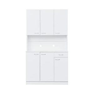 Cabinet, Large Kitchen Storage Cabinet Buffet Cabinet 71" Freestanding Kitchen Pantry Cabinet Cupboard with 6 Doors and 1 Drawer Versatile Wardrobe & Kitchen Cabinet Craft Storage Cabinet (White)