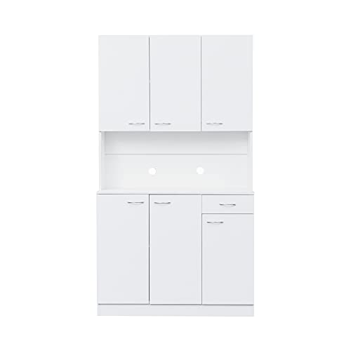 Cabinet, Large Kitchen Storage Cabinet Buffet Cabinet 71" Freestanding Kitchen Pantry Cabinet Cupboard with 6 Doors and 1 Drawer Versatile Wardrobe & Kitchen Cabinet Craft Storage Cabinet (White)