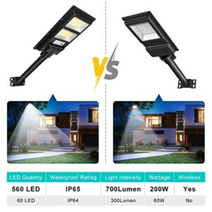 Wstan Solar Street Lights Outdoor 560 LEDs, Radar Control& Light Control, 5000LM Dusk to Dawn Security Lights IP65 Waterproof for Parking Lot, Yard, Basketball Court-5 Pack