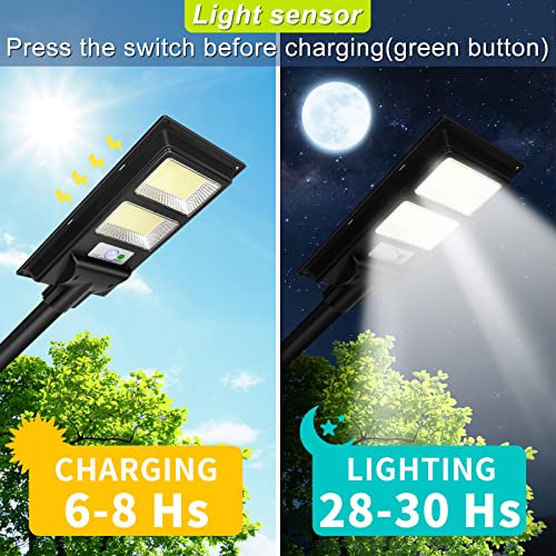 Wstan Solar Street Lights Outdoor 560 LEDs, Radar Control& Light Control, 5000LM Dusk to Dawn Security Lights IP65 Waterproof for Parking Lot, Yard, Basketball Court-5 Pack