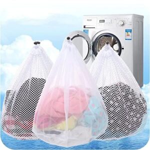 3pcs mesh laundry bags washing machine mesh wash bags jumbo for delicates clothes,bed linings,toys with drawstring closure durable(3 xxlarge 28 x 26 inches)