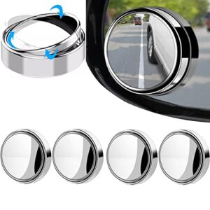 blind spot mirrors for car 2inch round hd rear view convex mirrors 360°rotatable hd glass mirrors convex wide angle blind spot mirrors for trucks, car, van, suv (sliver-4pcs)