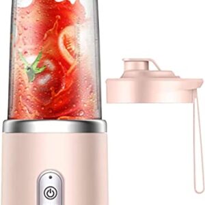 Portable Blender,Personal Blender with USB Rechargeable Mini Fruit Juice Mixer,Personal Size Blender for Smoothies and Shakes Mini Juicer Cup Travel 14oz,Fruit Juice,Milk (Pink)