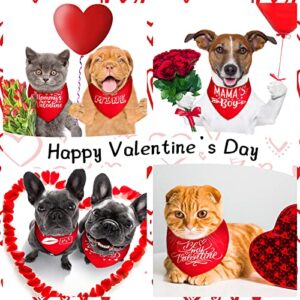 20 Pieces Valentine's Day Dog Bandana, Red Pet Triangle Bibs Scarf, Valentine Bandana for Dogs, Free Kisses Heart Breaker Adjustable Neckerchief Scarf for Puppy Cats Pet