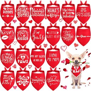 20 pieces valentine's day dog bandana, red pet triangle bibs scarf, valentine bandana for dogs, free kisses heart breaker adjustable neckerchief scarf for puppy cats pet