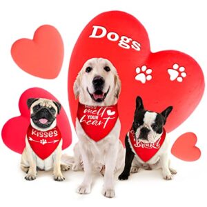 20 Pieces Valentine's Day Dog Bandana, Red Pet Triangle Bibs Scarf, Valentine Bandana for Dogs, Free Kisses Heart Breaker Adjustable Neckerchief Scarf for Puppy Cats Pet