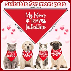 20 Pieces Valentine's Day Dog Bandana, Red Pet Triangle Bibs Scarf, Valentine Bandana for Dogs, Free Kisses Heart Breaker Adjustable Neckerchief Scarf for Puppy Cats Pet