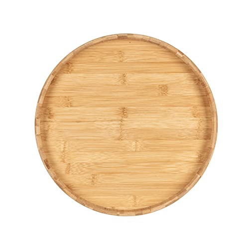 Extra Large Round Serving Tray Without Handle, Bamboo Wood Circle Tray, Decorative Food Tray for Ottoman, Coffee Table, Breakfast, Drinks