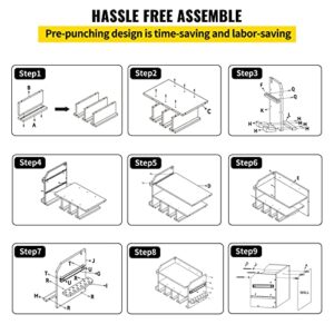 VEVOR Power Tool Organizer, Wall Mounted Drill Holder, 4 Hanging Slots Drill Charging Station, 2-Shelf Cordless Drill Storage, Polished Wooden Toolbox for Saw, Wrench, Screwdriver Drill