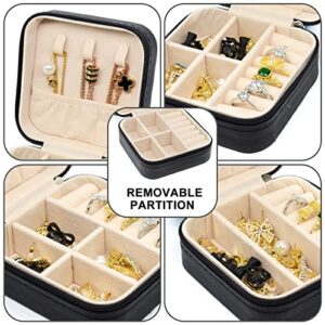 KEINE MARKE Small Jewelry Box, Travel Portable Jewelry Case for Ring, Pendant, Earring, Necklace, Bracelet Organizer Storage Holder Boxes, 1 pcs (black)