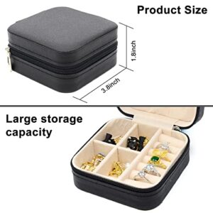 KEINE MARKE Small Jewelry Box, Travel Portable Jewelry Case for Ring, Pendant, Earring, Necklace, Bracelet Organizer Storage Holder Boxes, 1 pcs (black)