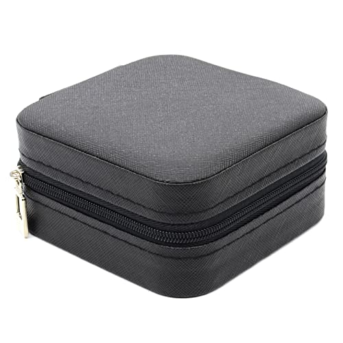 KEINE MARKE Small Jewelry Box, Travel Portable Jewelry Case for Ring, Pendant, Earring, Necklace, Bracelet Organizer Storage Holder Boxes, 1 pcs (black)