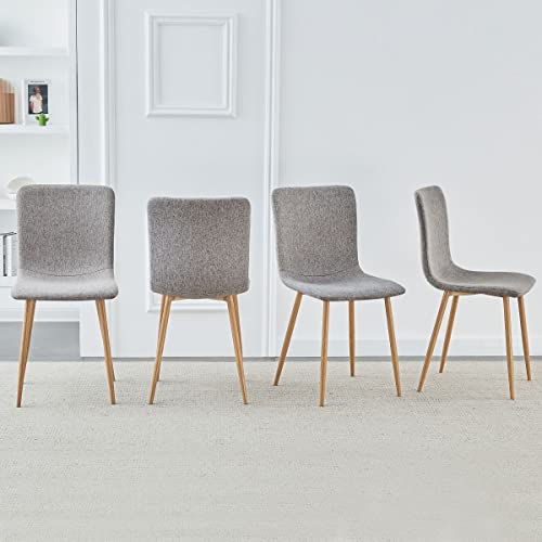 Homy Casa Inc 4PCS Fabric Padded Metal Legs and PU Back for Bedroom Living Room Kitchen Dining Chair, Grey