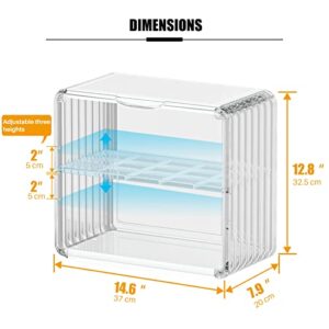 Bread Box Double Layer Bread Holder, Durable Plastic Food Storage Container, Clear Bread Boxes for Kitchen Countertop, Bread Bin for Homemade Bread, Cupcakes, Cookies, Muffins (14.6"x7.9"x12.8")