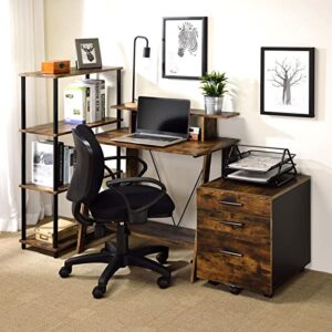 Moon Story Acme 32'' Small Desks for Small Spaces Corner Computer Desk for Bedrooms Writing Desk with Top and Bottom Shelves for Study Home Office(Oak)