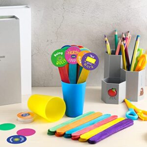 122 Pcs Good Behaviour Buckets Classroom Educational Supplies Include 60 Educational Classroom Movement Cards 60 Wooden Sticks and 2 Pcs Plastic Cup with Adhesive Social Emotional Toy for Kids