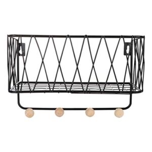 veemoon bathroom counter organizer shelving unit iron organizer wire rack wall hanging hook storage holder rack household wall decorations clapboard iron art for home use (black size s)