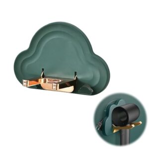 HOUTINKY Cloud Hair Dryer Holder Wall Mounted, Bathroom Hair Dryer Stand, Self Adhesive No Drilling Dryer Hanger for Bedroom & Bathroom Decor with Supersonic Hair Dryers(Green)