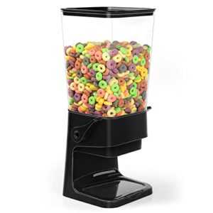 Mivvosakuki Cereal Dispenser Countertop Dual Dry Food Dispenser Large Cereal Containers Storage Organizer Dispensador De Cereales Candy Machine Rice Dispenser For Snack,Nuts, Granola(Black,1PC)