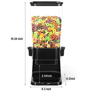 Mivvosakuki Cereal Dispenser Countertop Dual Dry Food Dispenser Large Cereal Containers Storage Organizer Dispensador De Cereales Candy Machine Rice Dispenser For Snack,Nuts, Granola(Black,1PC)