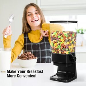 Mivvosakuki Cereal Dispenser Countertop Dual Dry Food Dispenser Large Cereal Containers Storage Organizer Dispensador De Cereales Candy Machine Rice Dispenser For Snack,Nuts, Granola(Black,1PC)