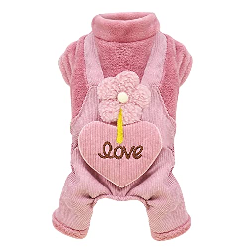 Pet Clothes for Small Dogs Girl Pet Cute Love Heart Image Four Legged Bib Pants Fashion Cat Dog Warm Clothing