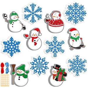 ADXCO 48 Pieces Winter Theme Cutouts Snowmen Snowflake Cutouts 200 Pieces Adhesive Dots for Classroom Decoration Winter Theme Party