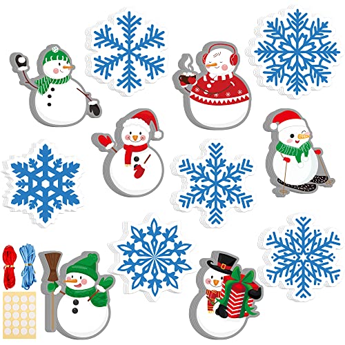 ADXCO 48 Pieces Winter Theme Cutouts Snowmen Snowflake Cutouts 200 Pieces Adhesive Dots for Classroom Decoration Winter Theme Party