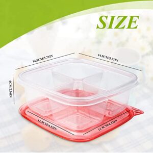 Bercoor 18 Pcs Reusable Bento Snack Food Containers, 4 Compartments Leakproof Food Prep Containers for School, Work and Travel