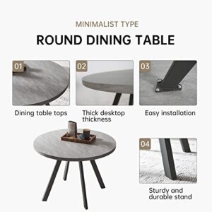 Zerifevni Round Dining Table Set, Mid Century Modern Round Dining Table 35 INCH, Leisure Coffee Table, Saving Space (X-Brown)