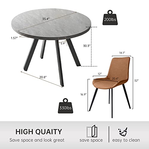 Zerifevni Round Dining Table Set, Mid Century Modern Round Dining Table 35 INCH, Leisure Coffee Table, Saving Space (X-Brown)