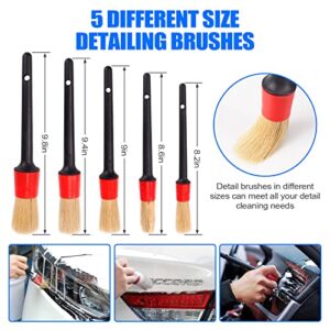 Qhecomce 21-Piece Complete Car Cleaning Tool Kit with Detail Brush Set, Gloves, Towel, and Auto Drill Brush Kit for Interior and Exterior Detailing