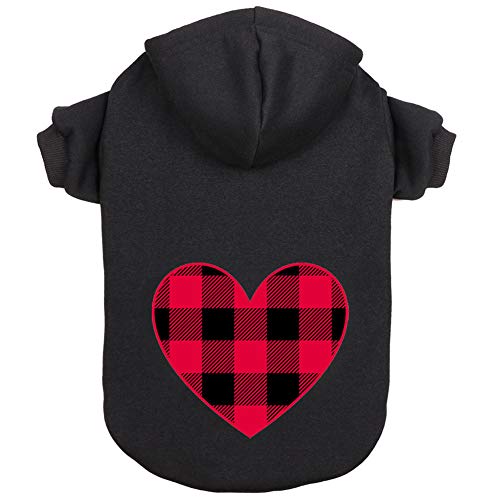 Dog Hoodie Sweater for Dogs Pet Clothes Black Buffalo Plaid Warm and Soft Breathable Cozy(XS)