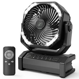 20000mah battery operated camping fan, rechargeable outdoor tent fan with light & remote, 4 speed auto oscillating, runs up to 60h, portable personal fan for tent rv car travel hurricane power outage