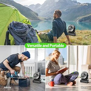 20000mAh Battery Operated Camping Fan, Rechargeable Outdoor Tent Fan with Light & Remote, 4 Speed Auto Oscillating, Runs Up to 60H, Portable Personal Fan for Tent RV Car Travel Hurricane Power Outage