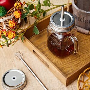 3 Pack Mason Canning Jar Honey Dipper Stainless Steel Honey Dipper Stick Canning Lid Metal Honey Dropper Honey Stirrers Lid Honeycomb Stick Wand Dipper for Regular Mouth Pot Containers Dispenser Syrup