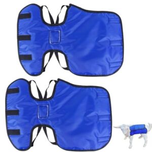 2 pcs goat coat for winter goat blanket cold weather waterproof windproof goat jacket blanket to keep goat warm lamb coat with straps, blue