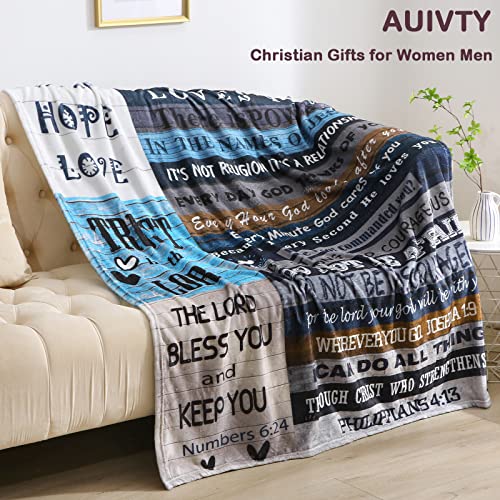 AUIVTY Christian Blanket Gifts for Women, Inspirational Religious Scripture Birthday for Women Men Friends Mother Father, Bible Verse Prayers - 50x60 Inch