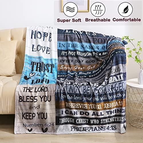 AUIVTY Christian Blanket Gifts for Women, Inspirational Religious Scripture Birthday for Women Men Friends Mother Father, Bible Verse Prayers - 50x60 Inch