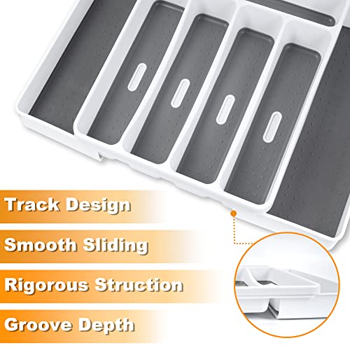 Besilord Expandable Silverware Organizer Kitchen Drawer Organizer Utensil Organizer Silverware Tray for Drawer Cutlery Organizer Flateware Organizer