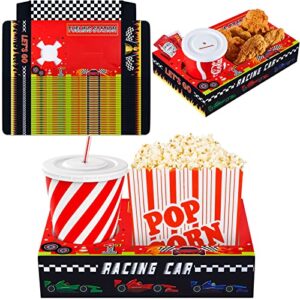 henoyso 24 pcs race car snack trays movie night popcorn trays red race car movie theater snack boxes for food drink candy popcorn holders for kids birthday party supplies racing theme supplies