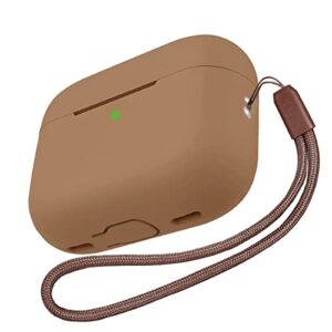 benbenjaytek airpods pro 2 case, airpods pro 2nd generation[2022] protective shockproof soft silicone headphone cover with hand strap, support wireless charging [front led visible] brown