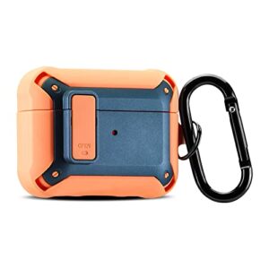 sxtddsp for airpods pro 2nd generation case cover with lock lid, airpods pro 2 case 2022, military armor airpods pro 2 shockproof protective case with keychain [front led visible], green&orange