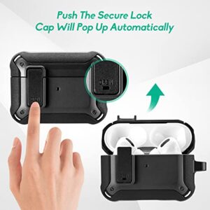 SXTDDSP for AirPods Pro 2nd Generation Case Cover with Lock Lid, AirPods Pro 2 Case 2022, Military Armor AirPods Pro 2 Shockproof Protective Case with Keychain [Front LED Visible], Green&Orange