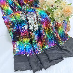 reversible sequin fabric by the yard rainbow to silver flip up sequins rainbow two tone changing color fabric glitter fabric for sewing rainbow mermaid fabric