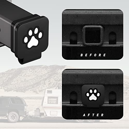 UTSAUTO Trailer Hitch Cover 2 Inch Paw Prints Tow Trailer Hitch Cover Plug Insert Receiver Tube Cover with Bracket Fits for Jeep Dodge Ram Porsche Mercedes Benz GMC N1ssan Toy0ta Chev Truck 1Pack