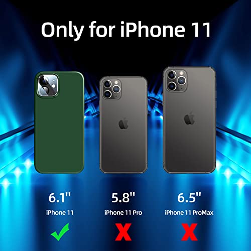 JTWIE [5 in 1 for iPhone 11 Case 6.1 inch, with 2 Pack Screen Protector + 2 Pack Camera Lens Protector, Liquid Silicone Slim Shockproof Protective Phone Case [Microfiber Lining]… (Alpine Green)