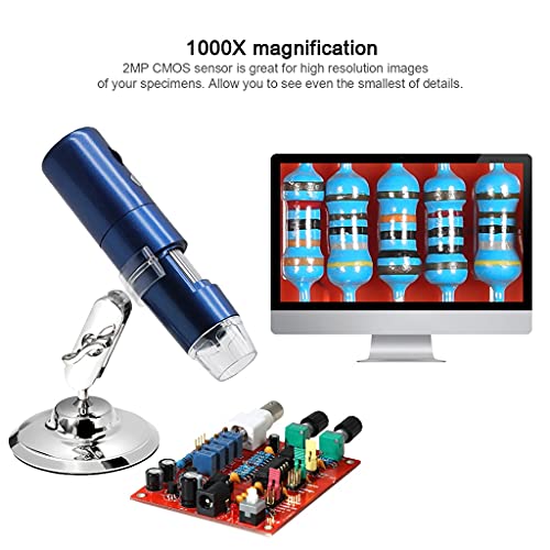 XDCHLK Microscope Digital Microscopio Zoom Handheld LED Magnifier 1000X USB Charge Microscope for iOS/Android Phone Tablet (Color : Blue)