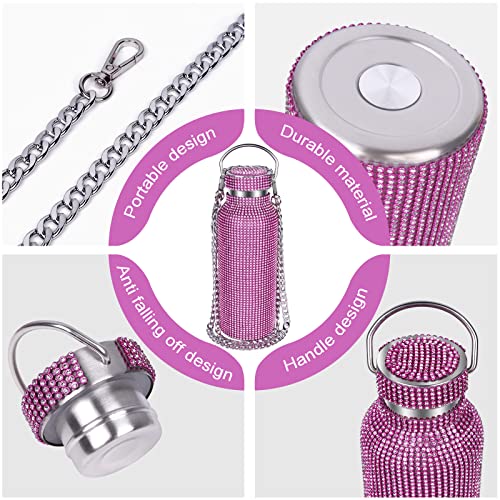 Diamond Water Bottle, Bling Diamond Vacuum Flask, Sparkling Diamond Water Bottle, High-Grade Stainless Steel Rhinestone Vacuum Flask, Leak-Proof Vacuum Flask With Chain (Pink, 500ML)